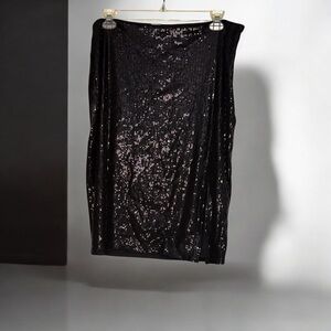Time and Tru Black Sequin Midi Skirt